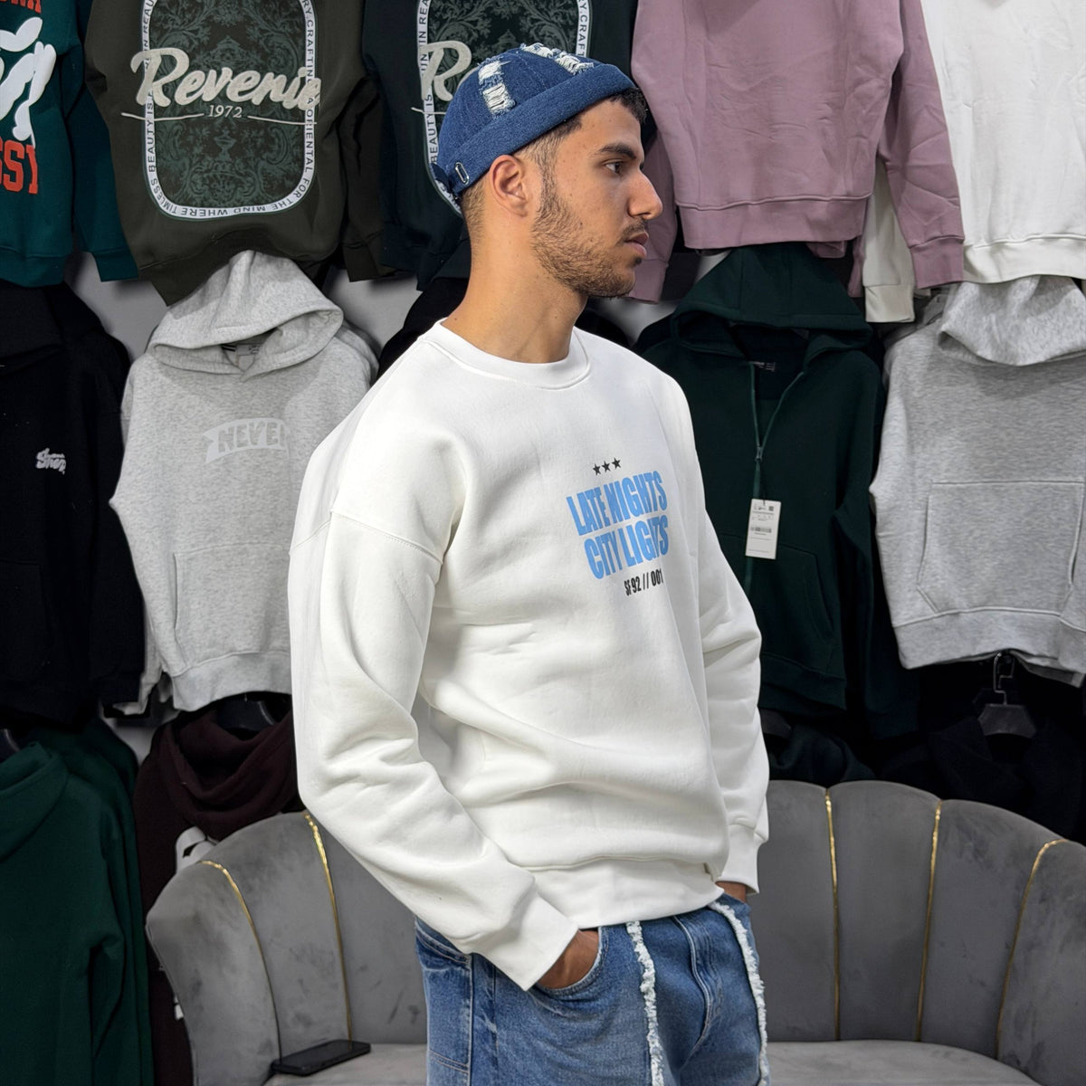 LATE NIGHTS SWEATSHIRT – WHITE