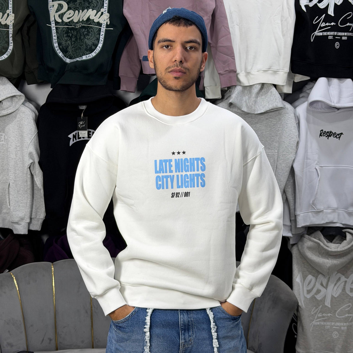 LATE NIGHTS SWEATSHIRT – WHITE