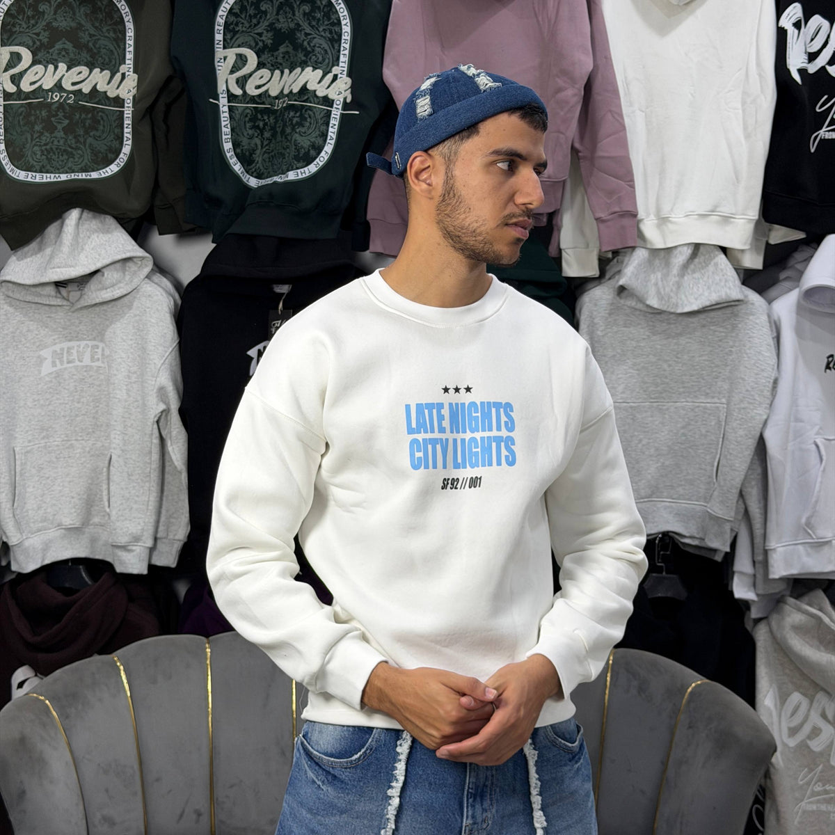 LATE NIGHTS SWEATSHIRT – WHITE