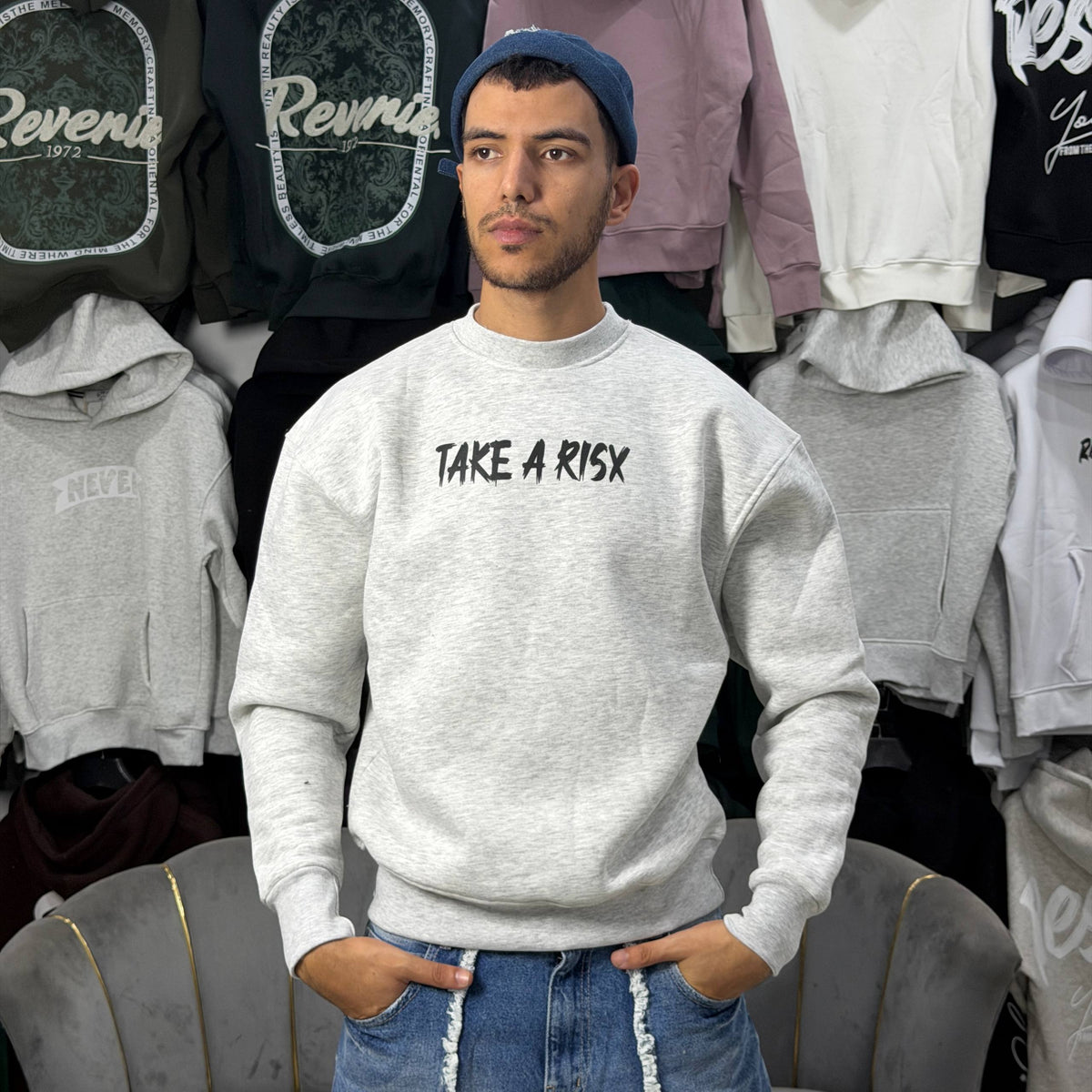 TAKE A RISK SWEATSHIRT – GRAY