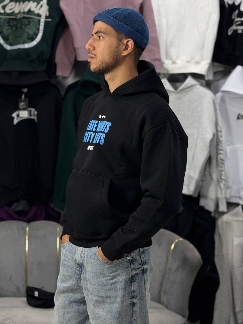 NEVER SLEEP HOODIE - BLACK