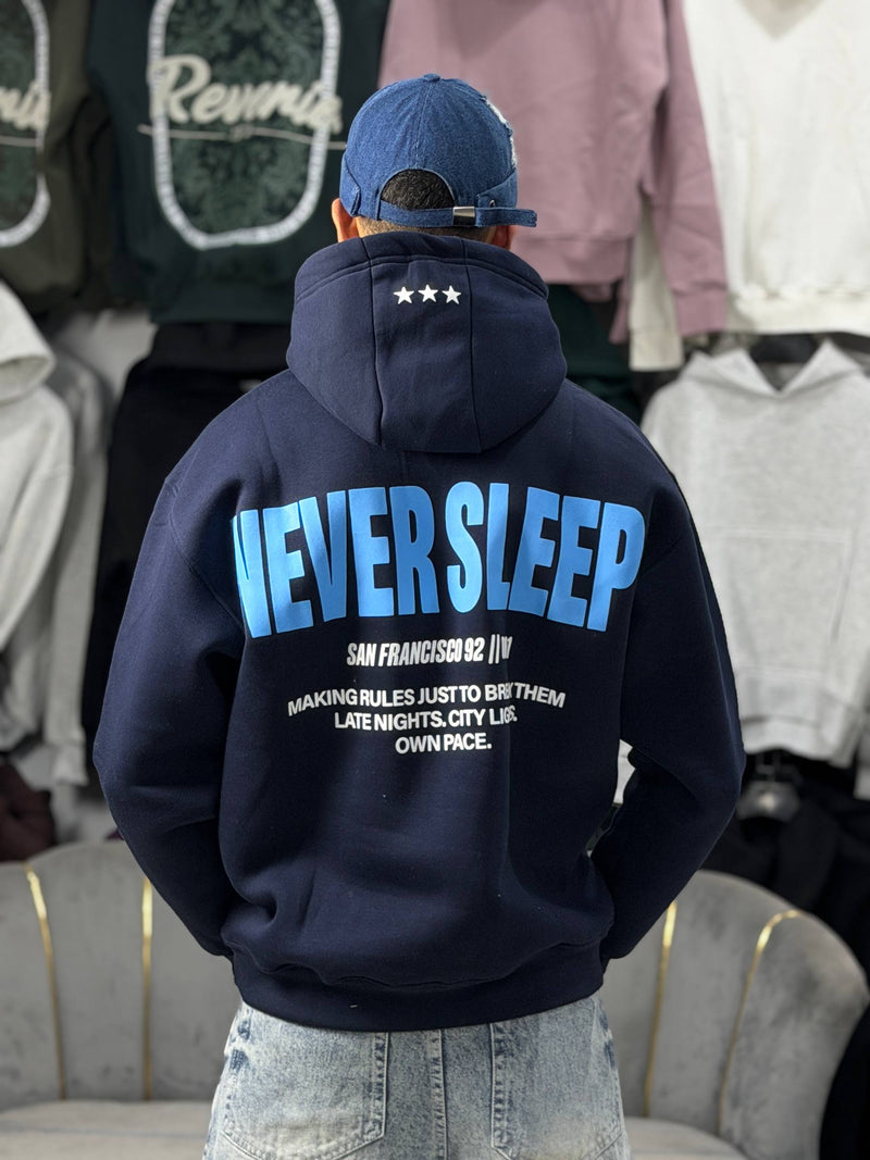 NEVER SLEEP HOODIE - BLUE
