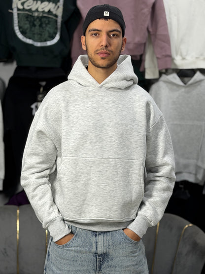 CROPPED OVERSIZE HOODIE - GRAY