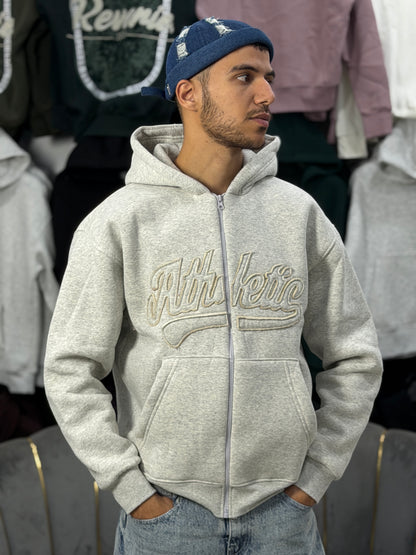 ATHLETIC ZIPPER HOODIE - WHITE