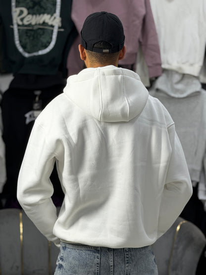 ZIPPER OVERSIZED HOODIE - WHITE