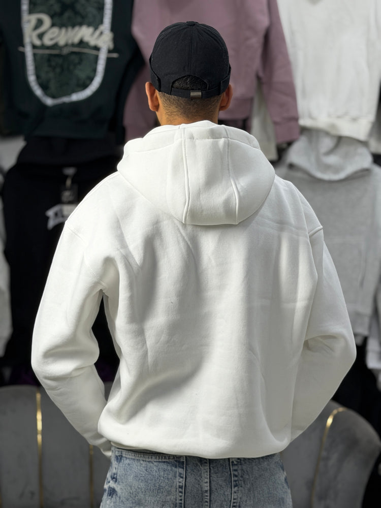 ZIPPER OVERSIZED HOODIE - WHITE