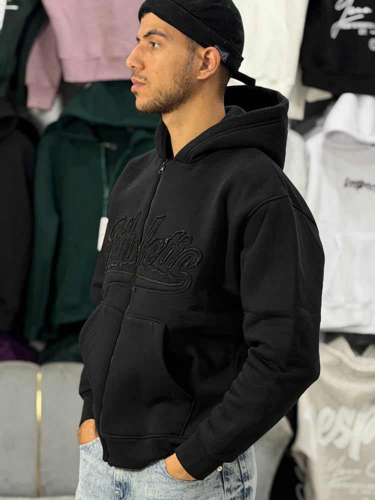 ATHLETIC ZIPPER HOODIE - BLACK
