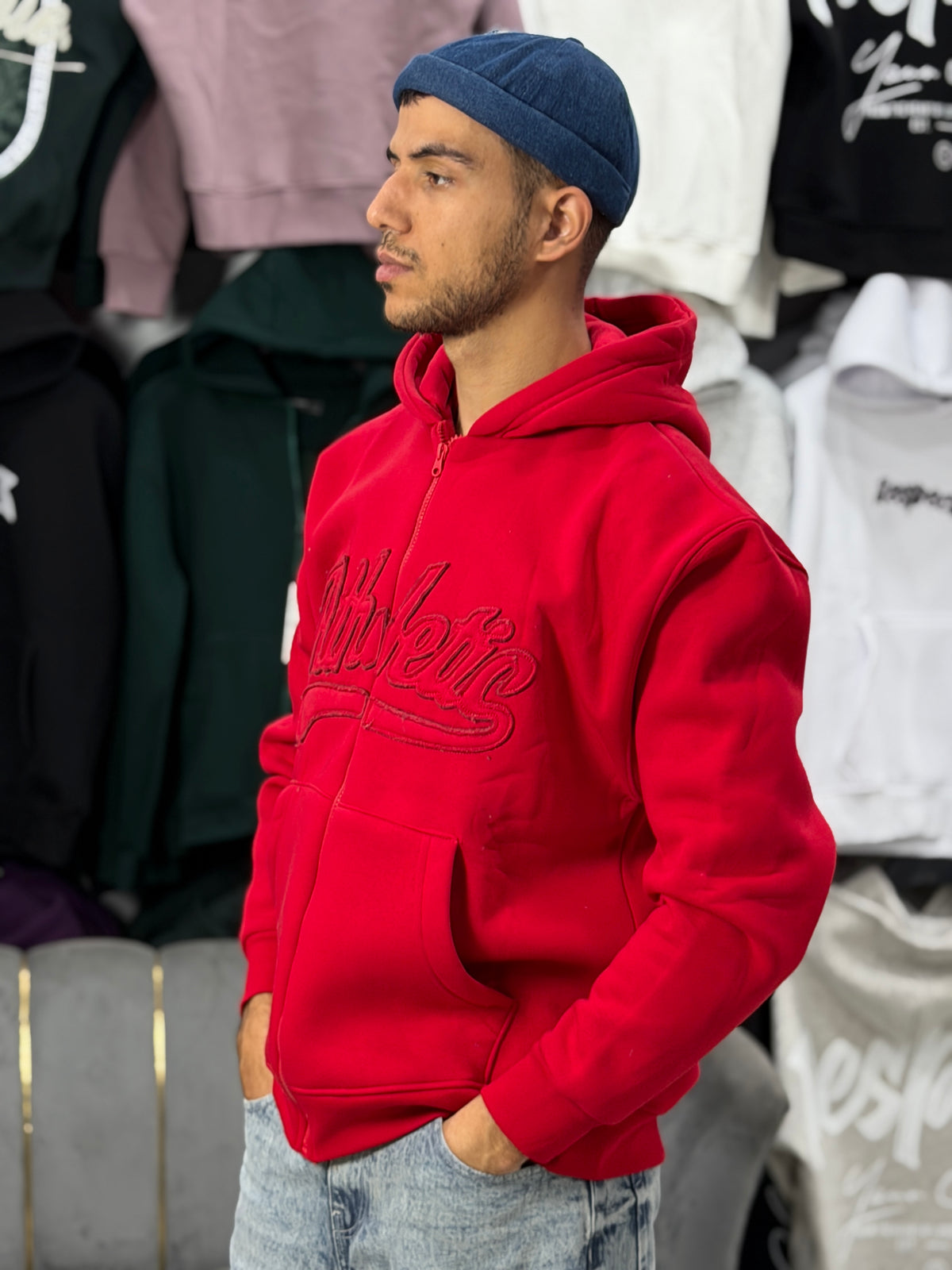 ATHLETIC ZIPPER HOODIE - RED