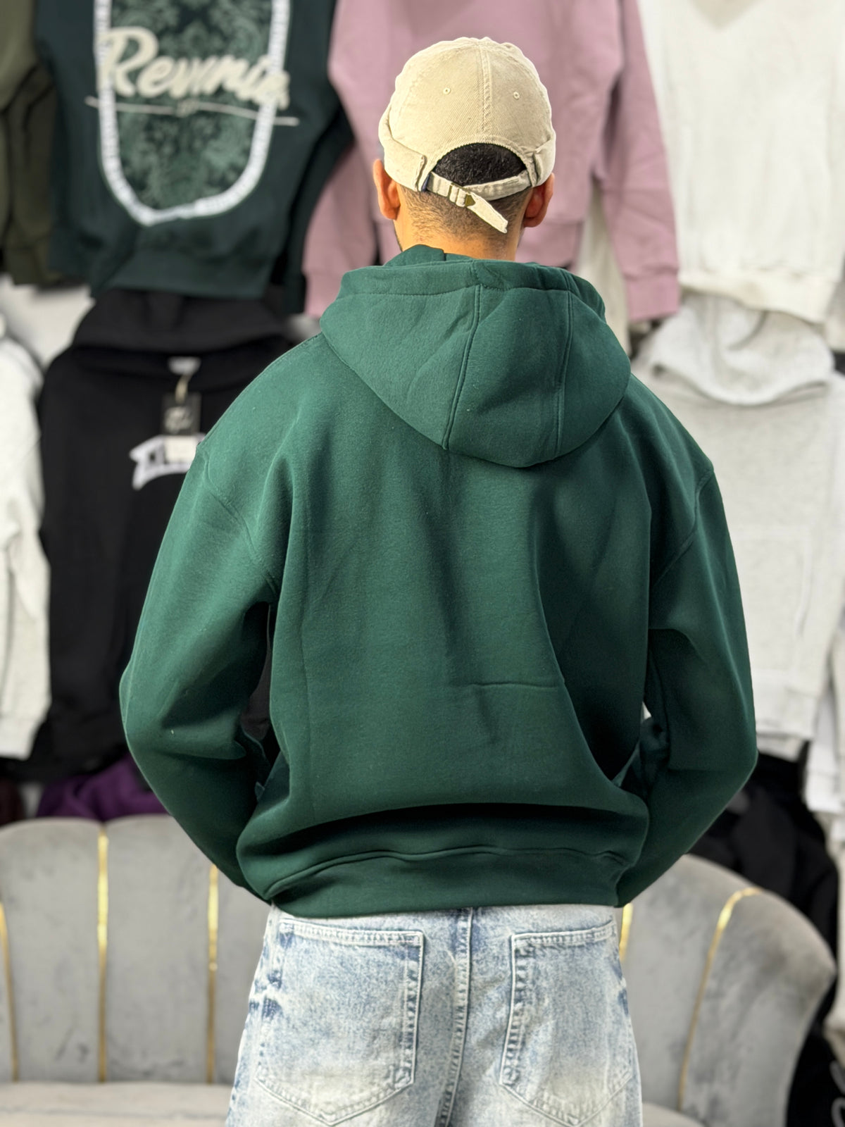 ZIPPER OVERSIZED HOODIE - GREEN