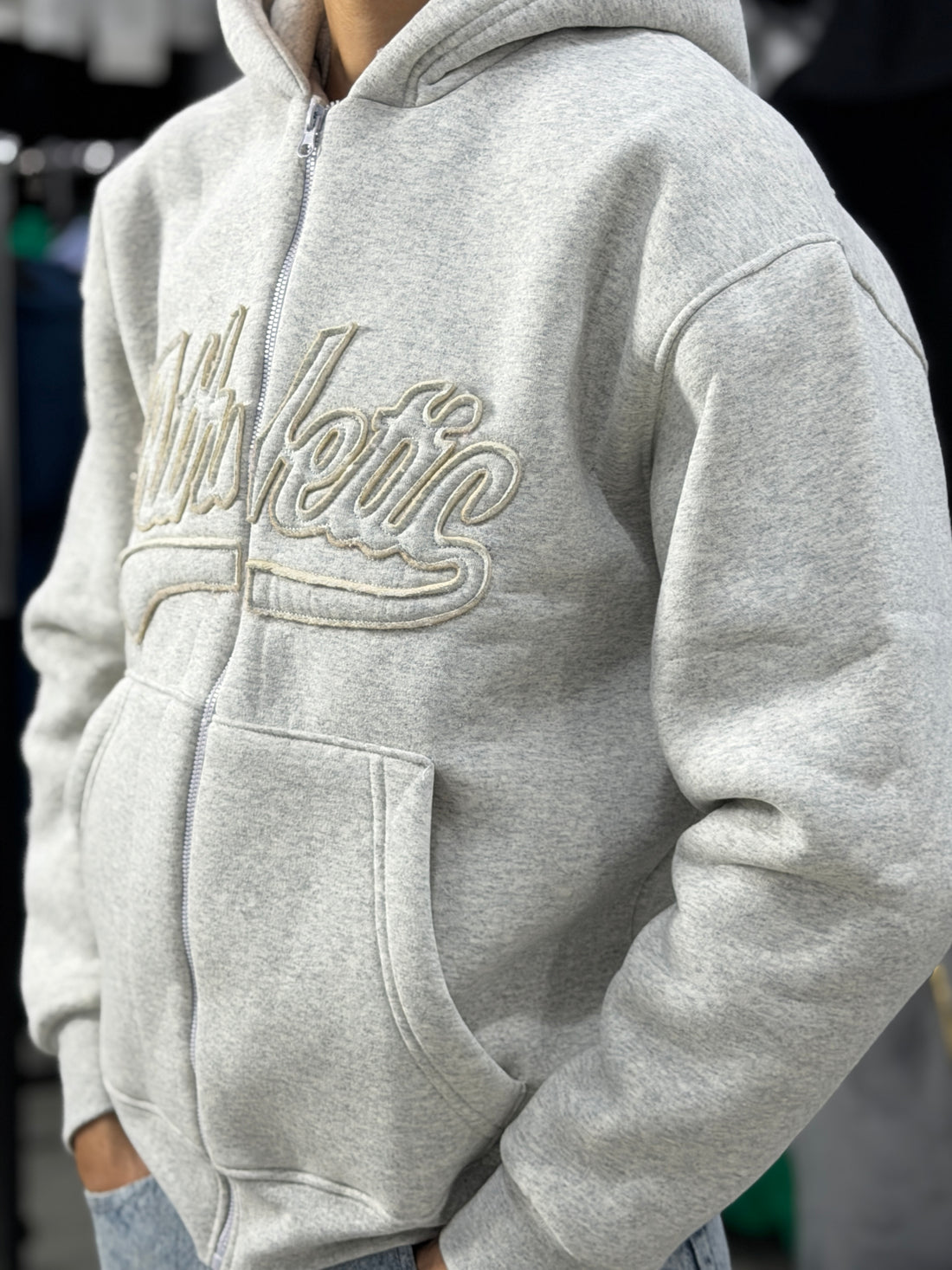 ATHLETIC ZIPPER HOODIE - WHITE