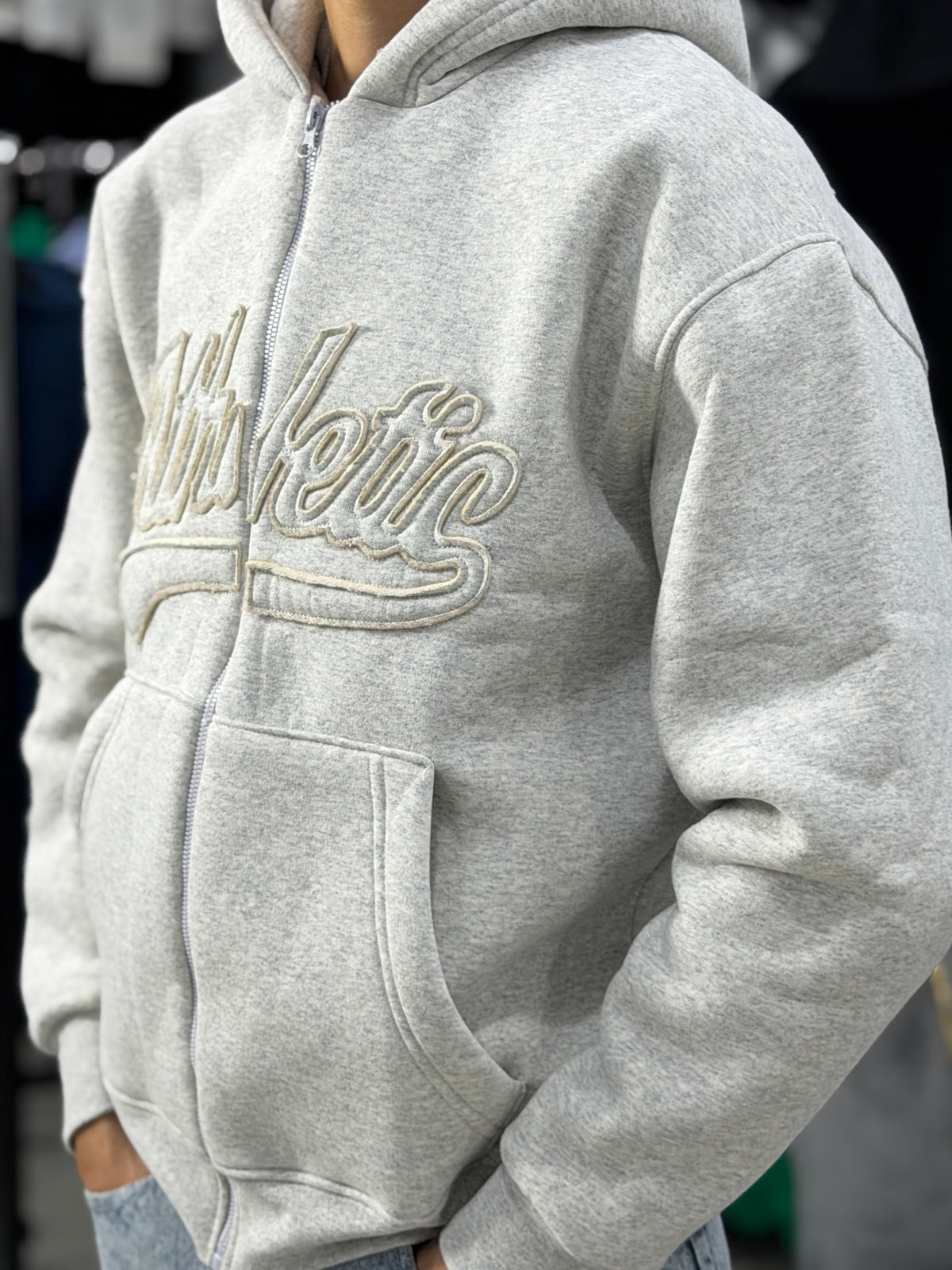 ATHLETIC ZIPPER HOODIE - WHITE