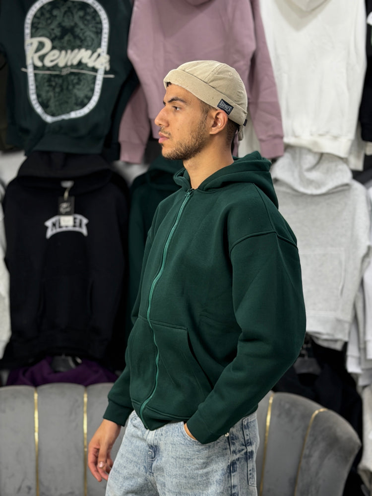 ZIPPER OVERSIZED HOODIE - GREEN