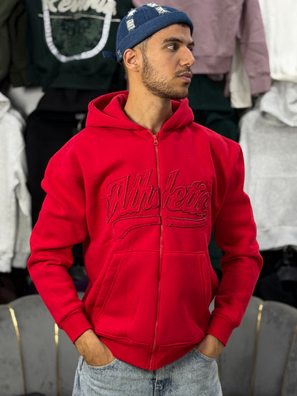 ATHLETIC ZIPPER HOODIE - RED