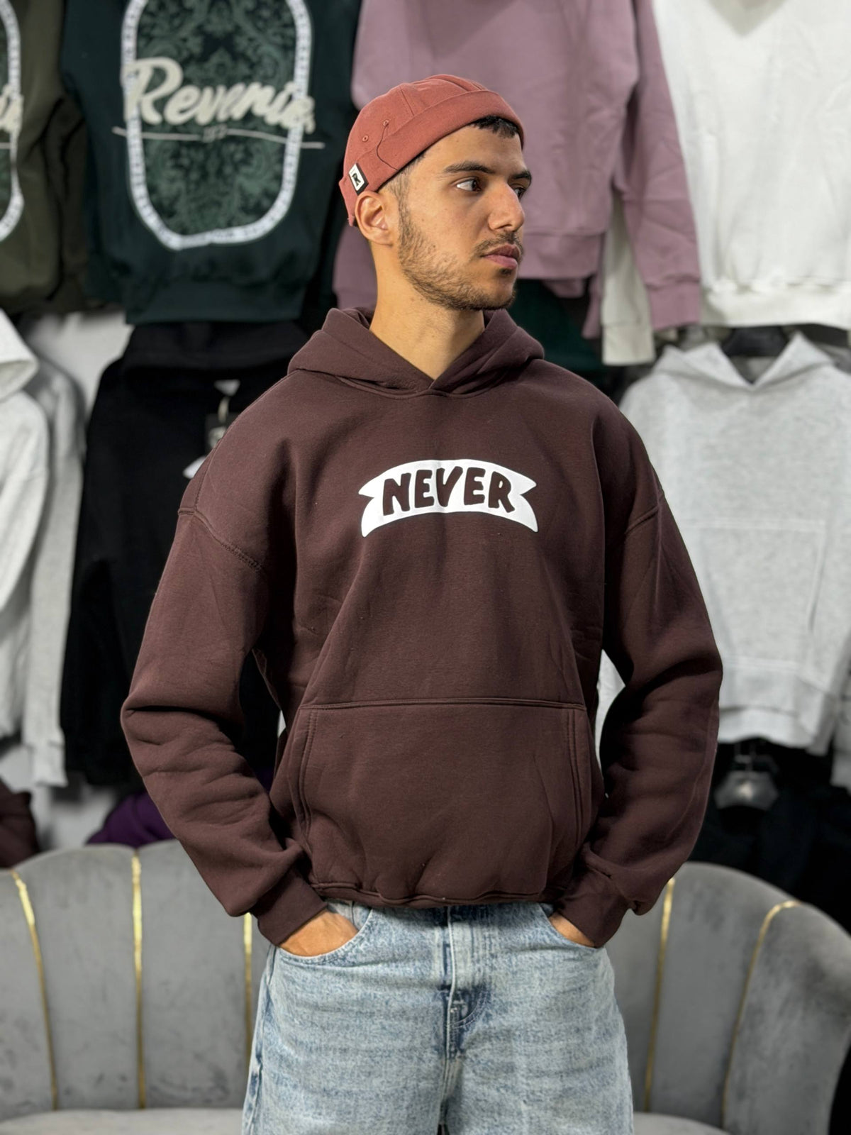 HOODIE NEVER SCP - BROWN