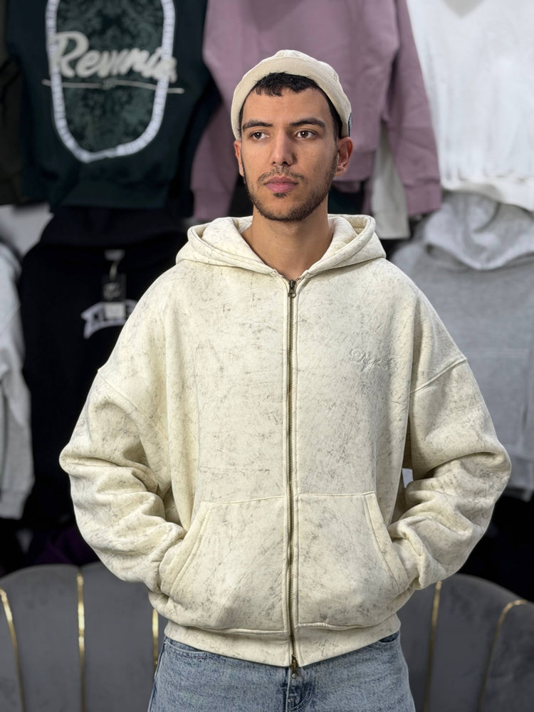 REBEL ZIPPER HOODIE - BEIGE