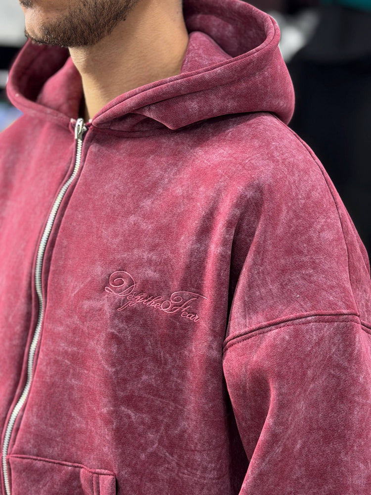 REBEL ZIPPER HOODIE - ROSE