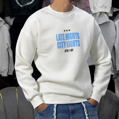 LATE NIGHTS SWEATSHIRT – WHITE