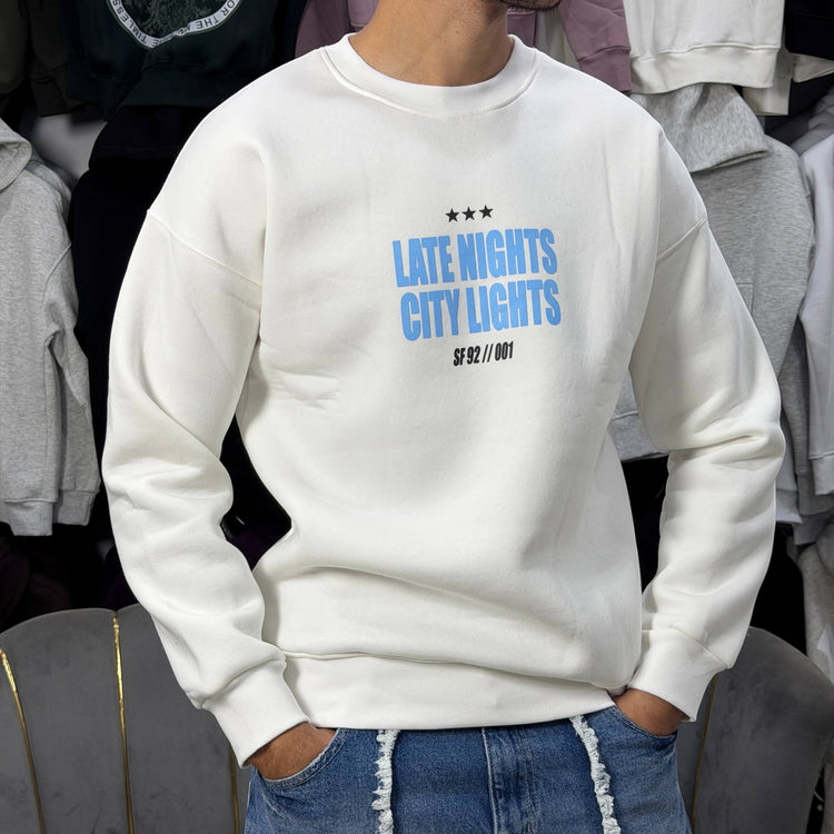 LATE NIGHTS SWEATSHIRT – WHITE