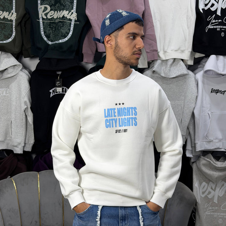 LATE NIGHTS SWEATSHIRT – WHITE