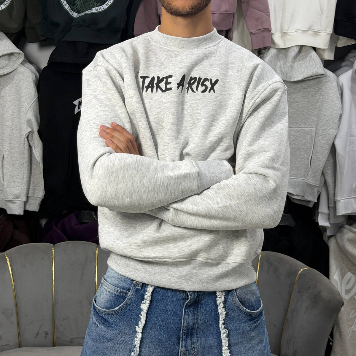 TAKE A RISK SWEATSHIRT – GRAY