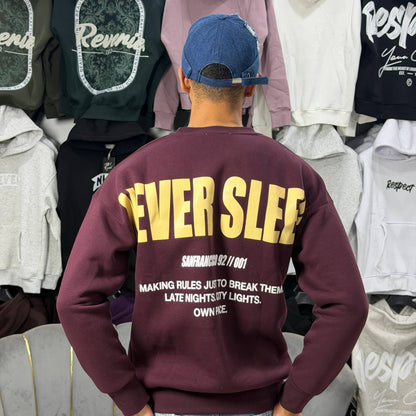 SWEATSHIRT NEVER SLEEP BROWN