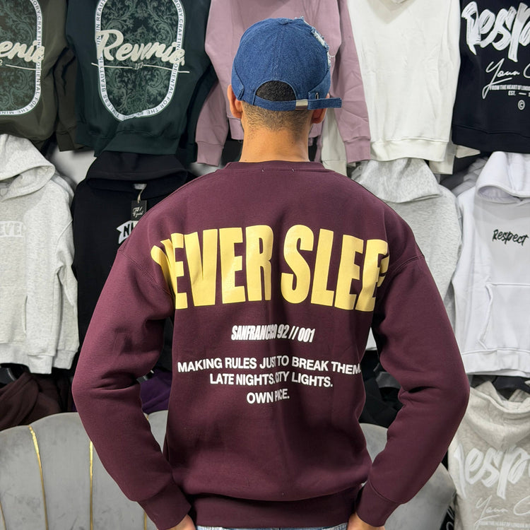 SWEATSHIRT NEVER SLEEP BROWN