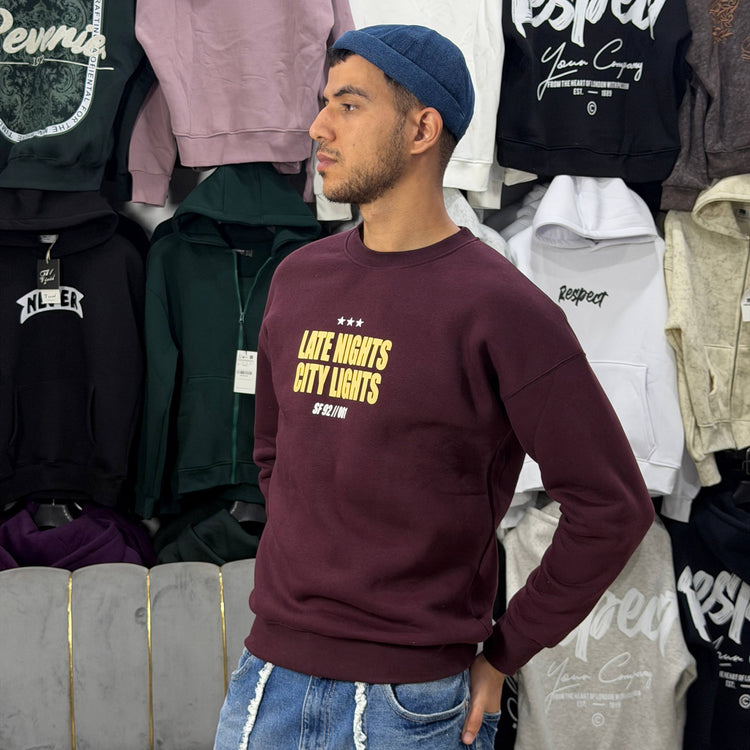 SWEATSHIRT NEVER SLEEP BROWN