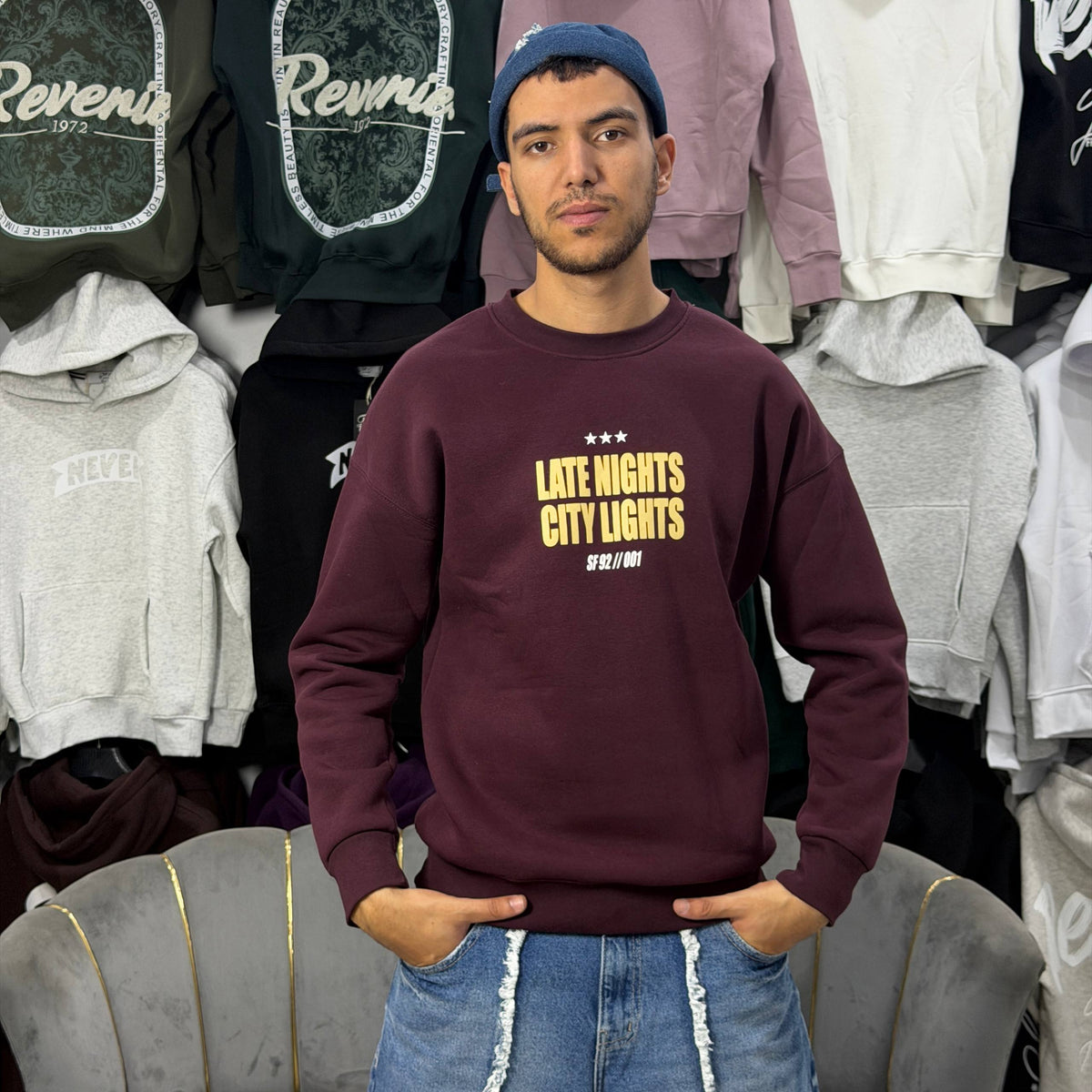 SWEATSHIRT NEVER SLEEP BROWN