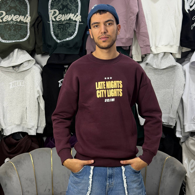 SWEATSHIRT NEVER SLEEP BROWN