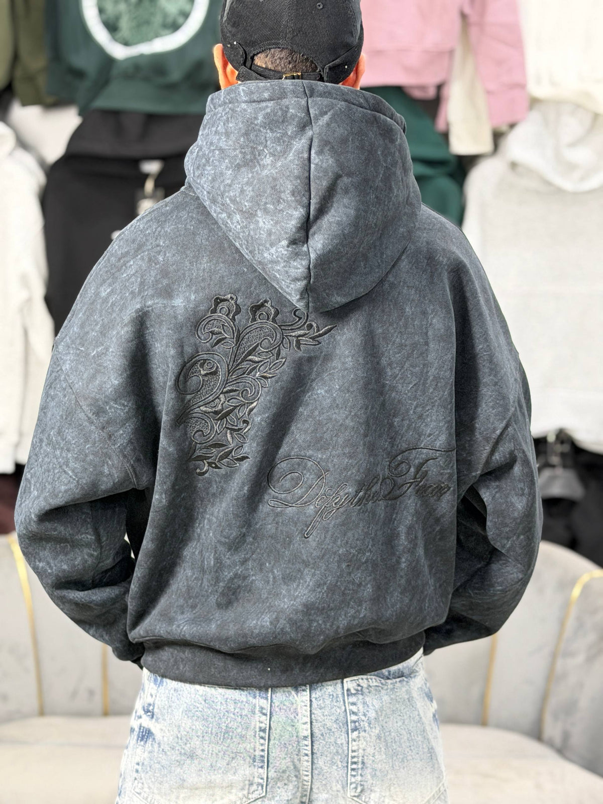 REBEL ZIPPER HOODIE - BLACK