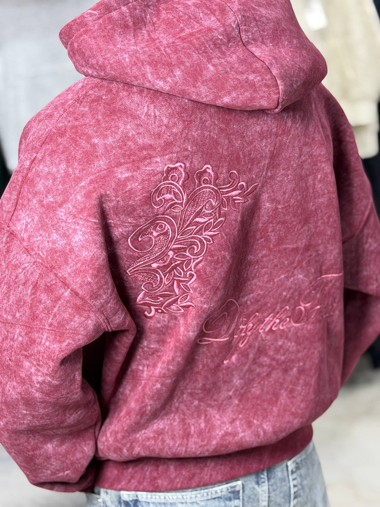 REBEL ZIPPER HOODIE - ROSE