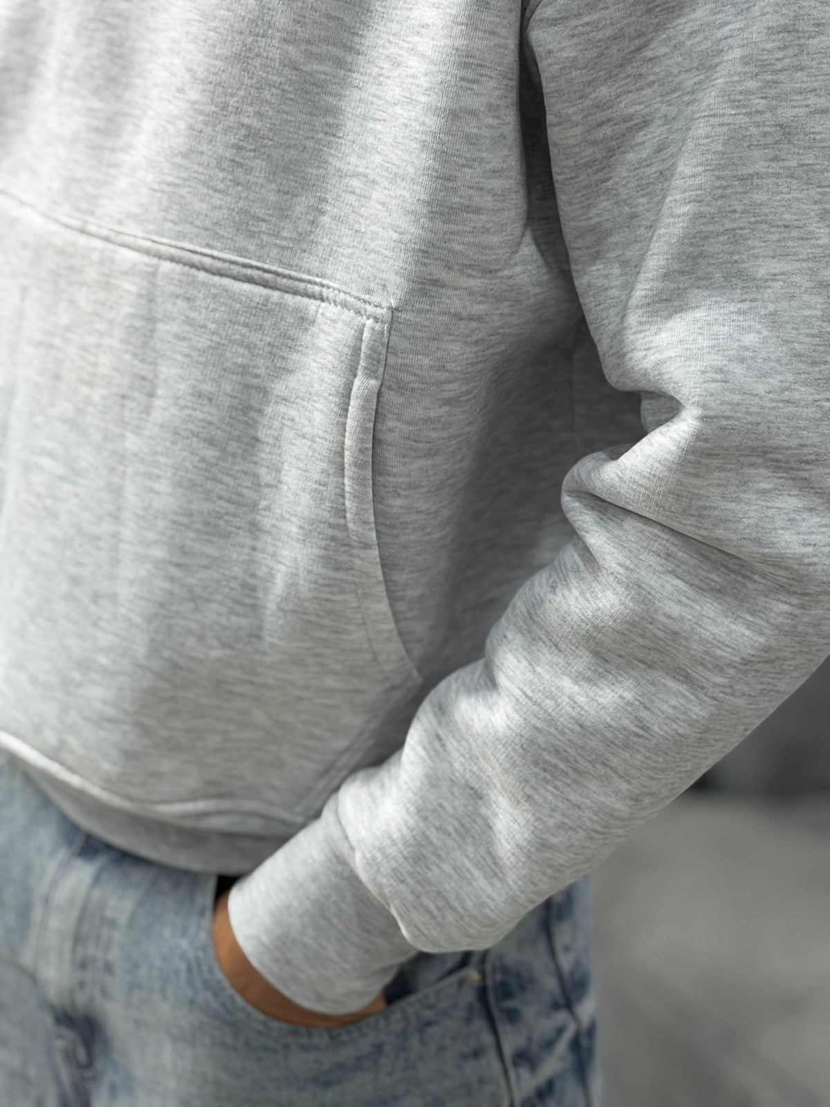 CROPPED OVERSIZE HOODIE - GRAY