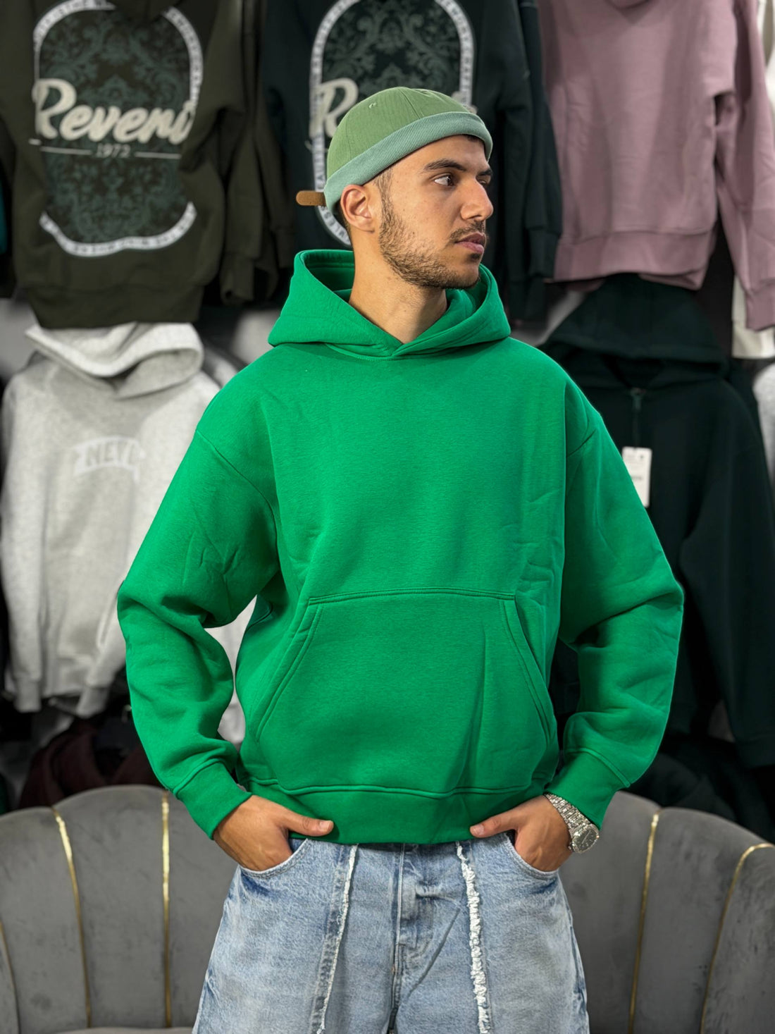 OVERSIZED BASIC HOODIE – BRIGHT GREEN