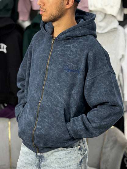 REBEL ZIPPER HOODIE - BLUE