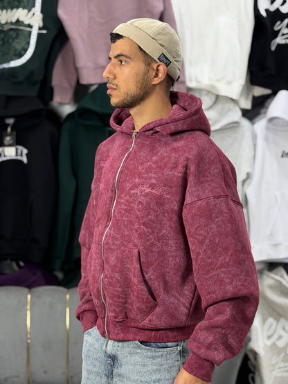 REBEL ZIPPER HOODIE - ROSE