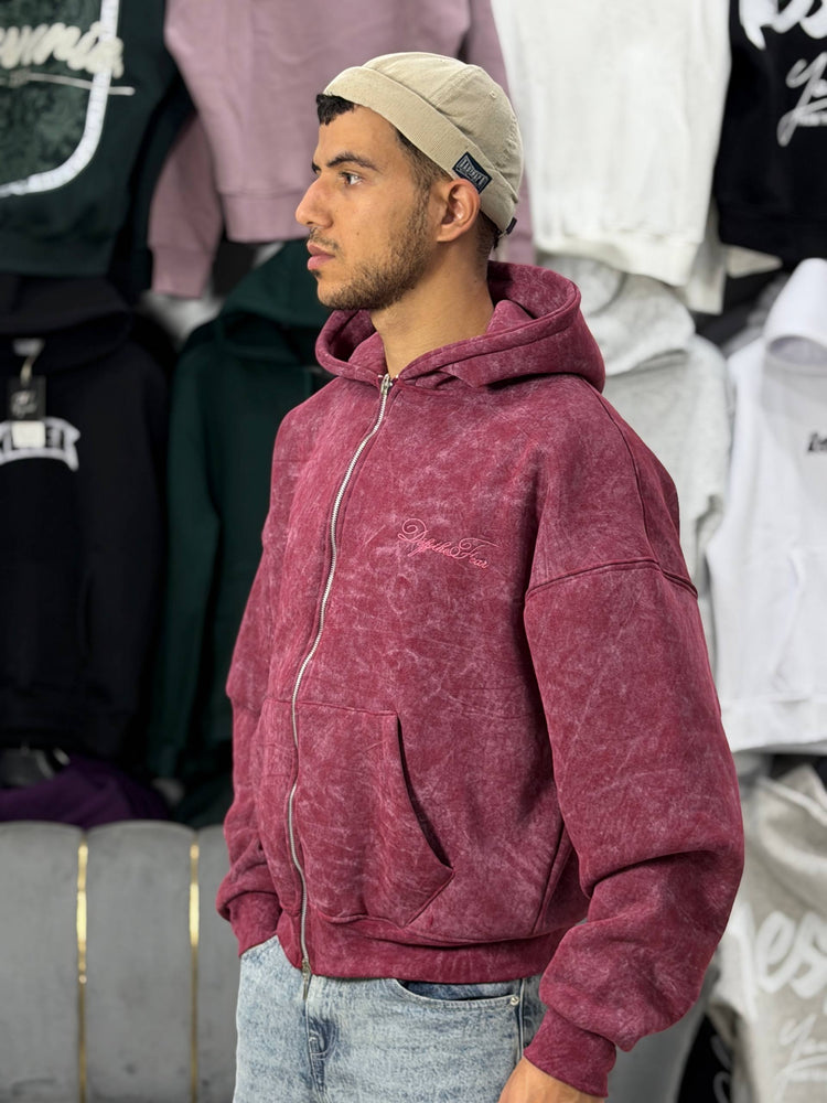 REBEL ZIPPER HOODIE - ROSE