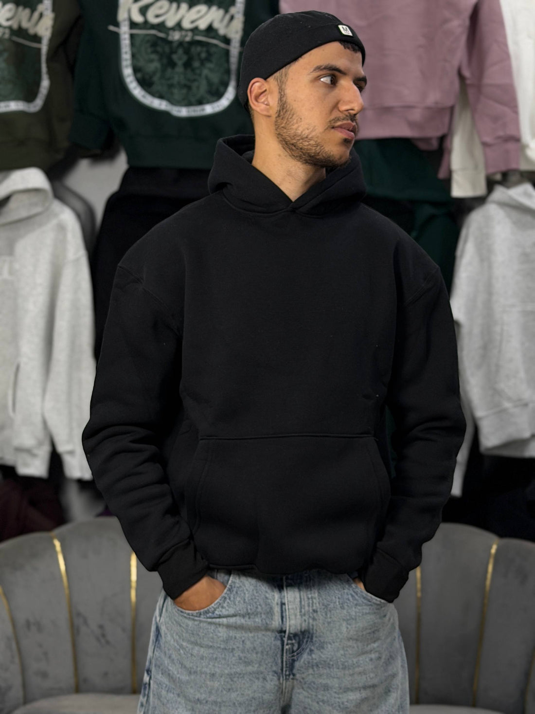 OVERSIZED BASIC HOODIE – BLACK