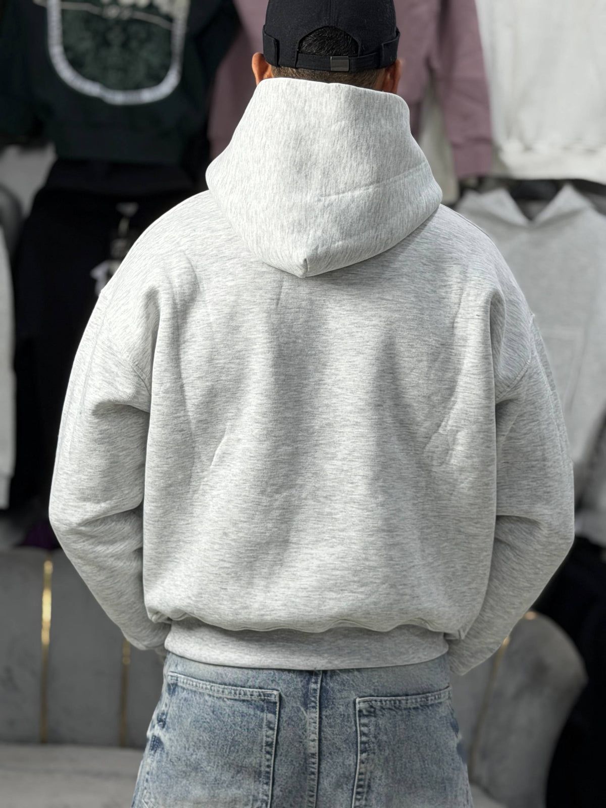 CROPPED OVERSIZE HOODIE - GRAY