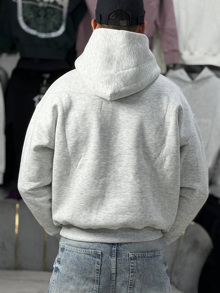 CROPPED OVERSIZE HOODIE - GRAY