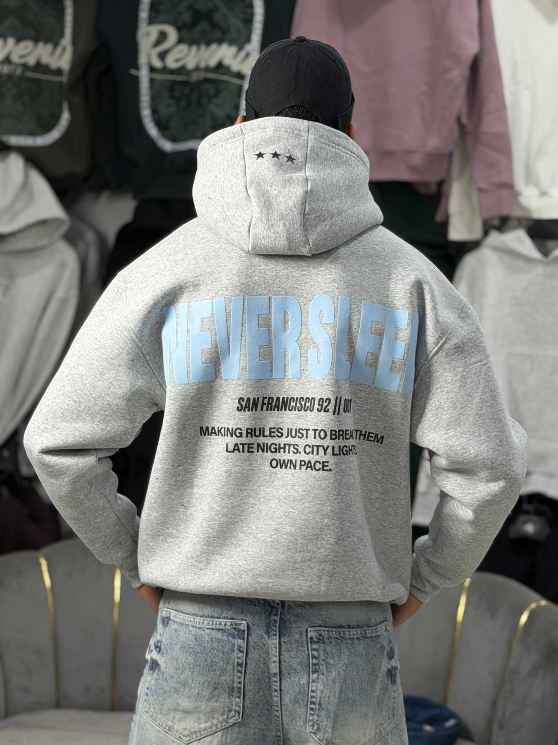 NEVER SLEEP HOODIE - GRAY