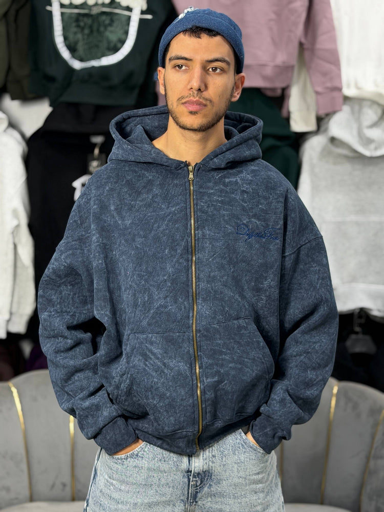 REBEL ZIPPER HOODIE - BLUE