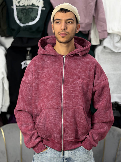 REBEL ZIPPER HOODIE - ROSE