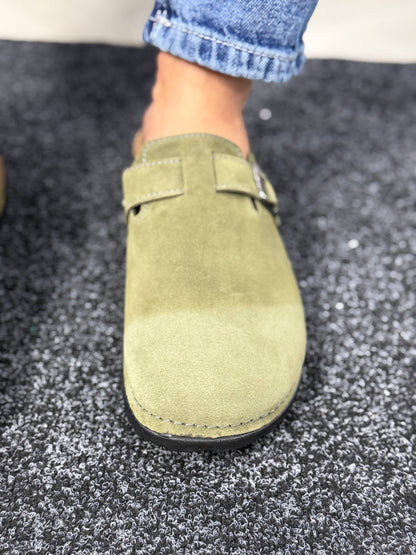 Classic Clogs Green Suede
