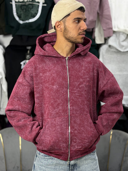 REBEL ZIPPER HOODIE - ROSE