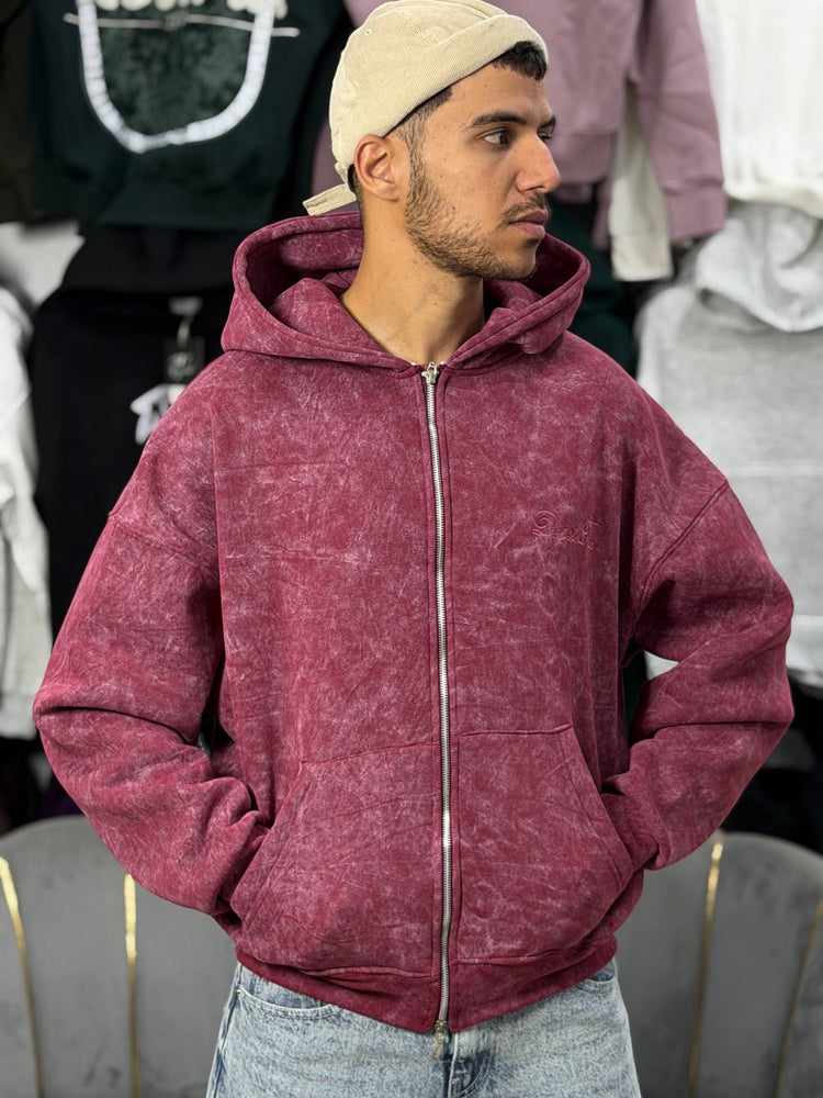 REBEL ZIPPER HOODIE - ROSE