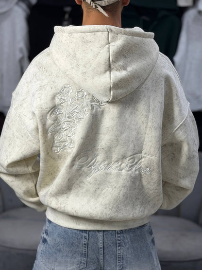 REBEL ZIPPER HOODIE - BEIGE